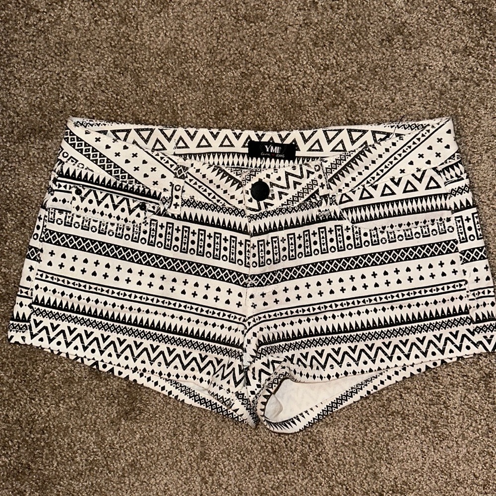 Aztec printed jean shorts